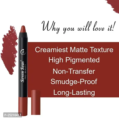 Seven Seas Non Transfer Crayon Lipstick Bold and Silky Matte Finish Lipstick, Lasts Up to 24 hours | Lipstick Matte Finish | Waterproof | Won't Smudge Crayon lipstick (Red Apple)-thumb2