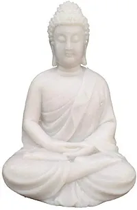 Meditation Buddha White Premium Rare Handcrafted Polymarble Meditation/Dhyan White Buddha Statue Lord Figurine/Idol-thumb2
