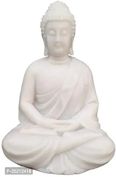 Meditation Buddha White Premium Rare Handcrafted Polymarble Meditation/Dhyan White Buddha Statue Lord Figurine/Idol-thumb3