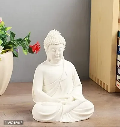 Meditation Buddha White Premium Rare Handcrafted Polymarble Meditation/Dhyan White Buddha Statue Lord Figurine/Idol-thumb4