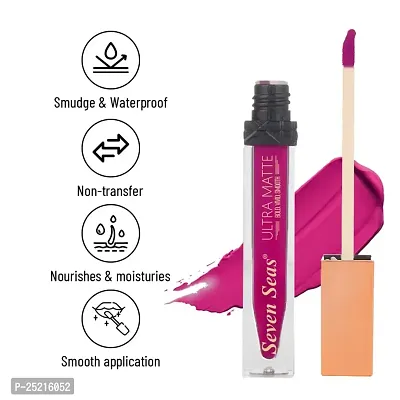 Seven Seas Ultra Smooth Matte Liquid Lipstick Smooth Lip Color, Weightless Finish, Silky Matte Finish, Iconic Lip, Matte Finish (Nightshadz)-thumb5