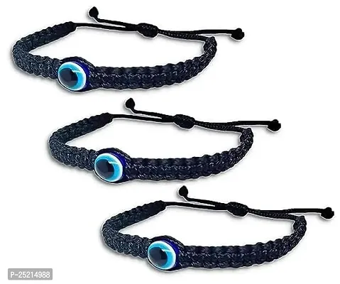 Shivam Fashion Adjustable Stylish Trending Evil Eye Nazar Suraksha Kavach Wrist Band Cuff Rope Bracelets For Men's And Women's (Set Of 3pc)-thumb0