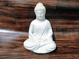 Meditation Buddha White Premium Rare Handcrafted Polymarble Meditation/Dhyan White Buddha Statue Lord Figurine/Idol-thumb4