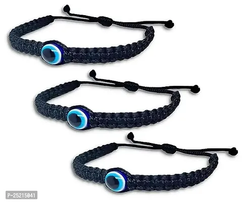 Shivam Fashion (Set Of 3pc) Adjustable Stylish Trending Evil Eye Nazar Suraksha Kavach Wrist Band Cuff Rope Bracelets For Men's And Women's