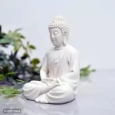 Meditation Buddha White Premium Rare Handcrafted Polymarble Meditation/Dhyan White Buddha Statue Lord Figurine/Idol-thumb2