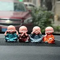 Shivam Fashion Home Decors Small Monk Multicolor polyresins Buddha Statue Colorful Monk Idols Set for Car Dashboard-thumb4