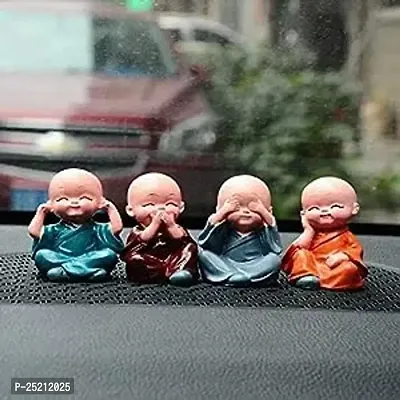 Shivam Fashion Home Decors Small Monk Multicolor polyresins Buddha Statue Colorful Monk Idols Set for Car Dashboard-thumb5