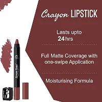 Seven Seas Non Transfer Crayon Lipstick Bold and Silky Matte Finish Lipstick, Lasts Up to 24 hours | Lipstick Matte Finish | Waterproof | Won't Smudge Crayon lipstick (Fiery Marron)-thumb3