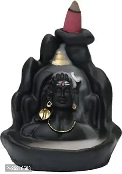 Shivam Fashionn Adiyogi Dhyana Mudra Idol Fountain Smoke Backflow Cone Incense Holder Decorative Showpiece Smoke Backflow