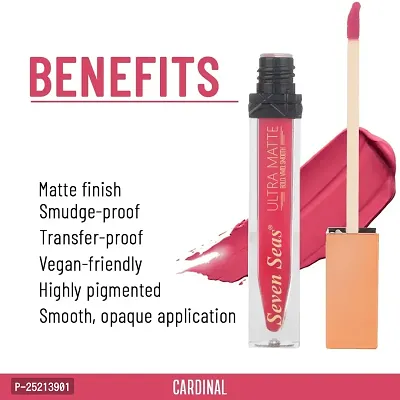 Seven Seas Ultra Smooth Matte Liquid Lipstick Smooth Lip Color, Weightless Finish, Silky Matte Finish, Iconic Lip, Matte Finish (Cardinal)-thumb4