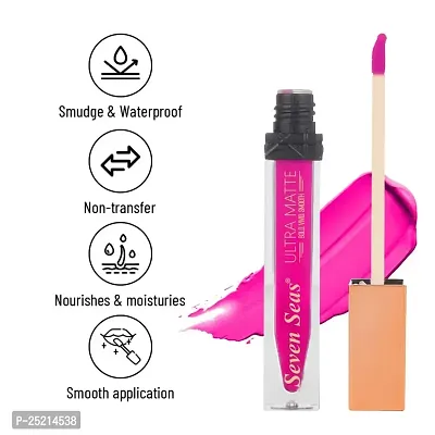 Seven Seas Ultra Smooth Matte Liquid Lipstick Smooth Lip Color, Weightless Finish, Silky Matte Finish, Iconic Lip, Matte Finish (Rose 2)-thumb5