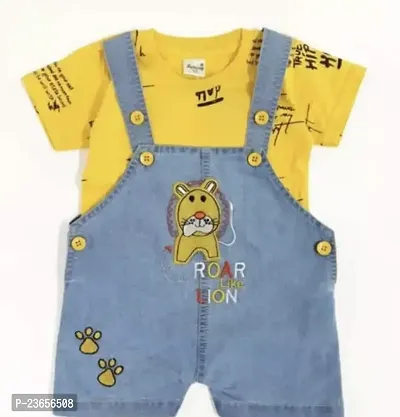 Stylish Cotton Blend Printed Dungarees For Boys-thumb0