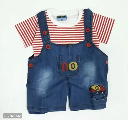 Stylish Cotton Blend Printed Dungarees For Boys-thumb0