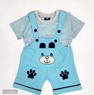 Stylish Cotton Blend Printed Dungarees For Boys