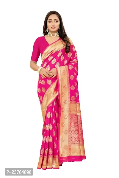 Featuring pink banarasi silk digital printed saree with embroidered blouse.  BLOUSE: Embroi… | Party wear sarees, Silk saree banarasi, Designer saree  blouse patterns