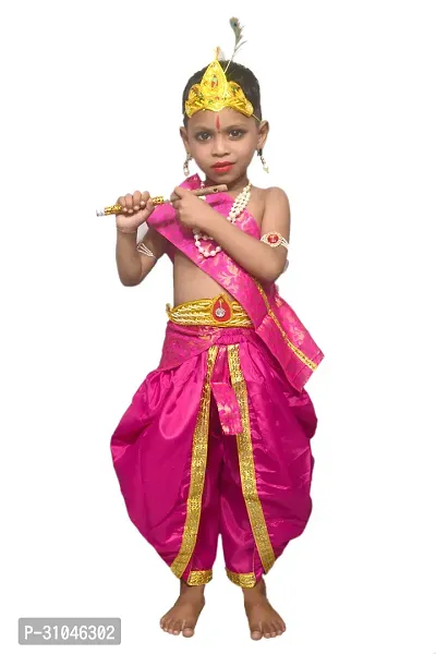 Elegant Pink Cotton Solid Krishan Dress Costume Forkids