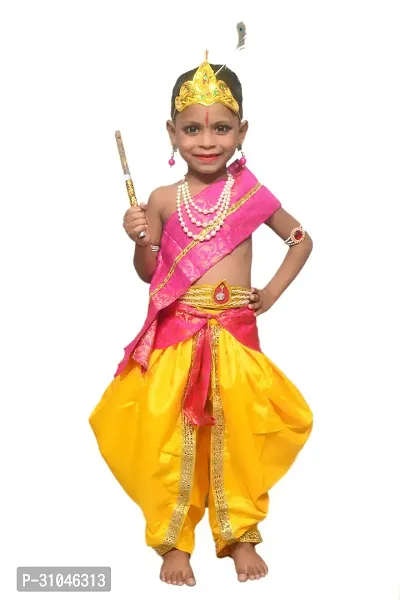 Elegant Multicoloured Cotton Solid Krishan Dress Costume Forkids-thumb0