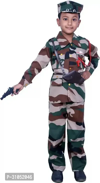 Elegant Cotton Military Dress Army Outfit Commando Costume Set For Kids-thumb0