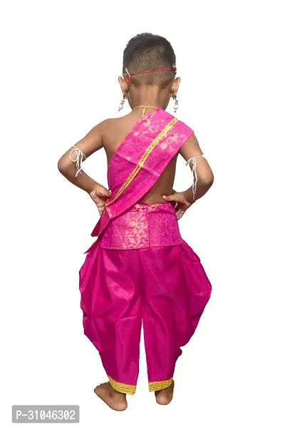 Elegant Pink Cotton Solid Krishan Dress Costume Forkids-thumb2