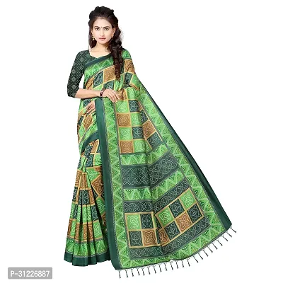 Stylish Polycotton Green Saree without Blouse piece For Women-thumb0