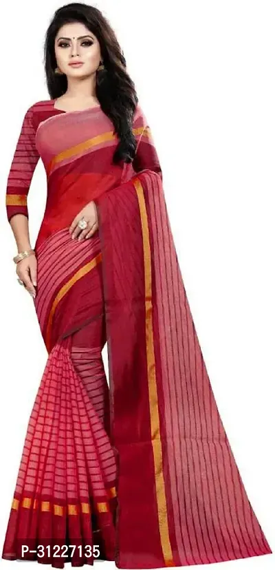 Stylish Polycotton Maroon Saree without Blouse piece For Women-thumb0