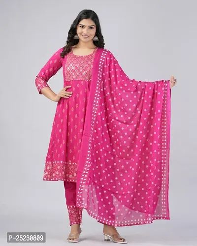 MAUKA - Pink Straight Rayon Women's Stitched Salwar Suit ( Pack of 1 )-thumb0