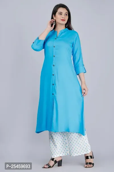 MAUKA - Blue Straight Rayon Women's Stitched Salwar Suit ( Pack of 1 )-thumb5