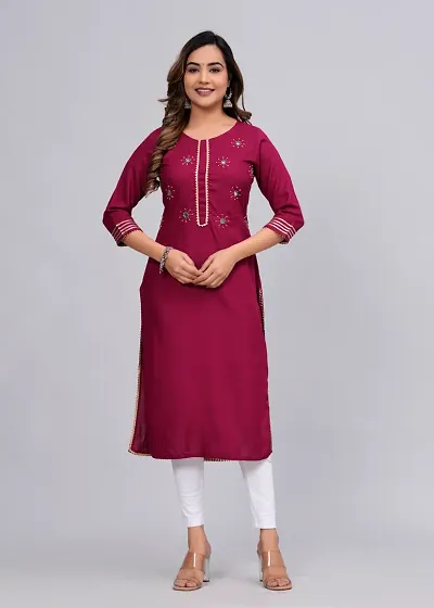 Stylish Rayon Straight Printed Kurti