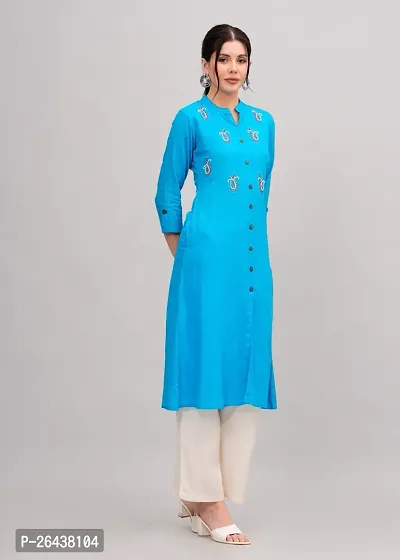 MAUKA-Blue Rayon Embroidered Women's Stitched Salwar Suit(pack of 1)-thumb2