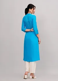 MAUKA-Blue Rayon Embroidered Women's Stitched Dupatta Set(pack of 1)-thumb1
