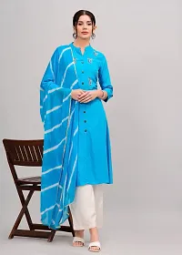 MAUKA-Blue Rayon Embroidered Women's Stitched Dupatta Set(pack of 1)-thumb2