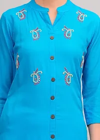 MAUKA-Blue Rayon Embroidered Women's Stitched Dupatta Set(pack of 1)-thumb3