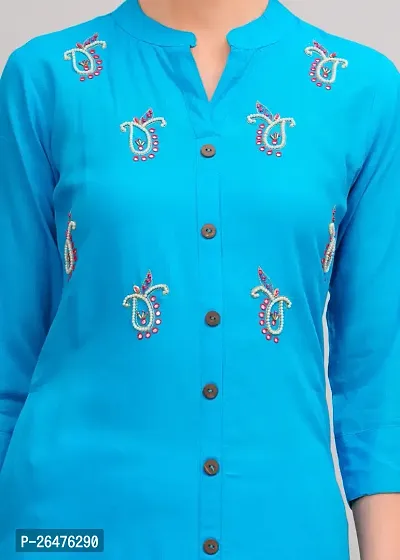 MAUKA-Blue Rayon Embroidered Women's Stitched Dupatta Set(pack of 1)-thumb4