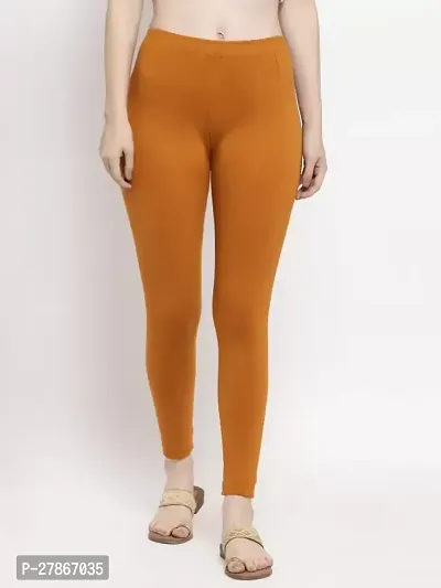 Krishna K Collection Fabulous And Comfortable Womens Ankle Length Solid Western Wear Legging In Tan Colour
