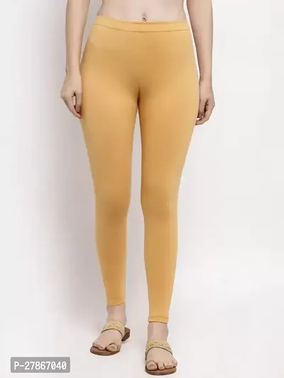 Krishna K Collection Fabulous And Comfortable Womens Ankle Length Solid Western Wear Legging In Beige Colour