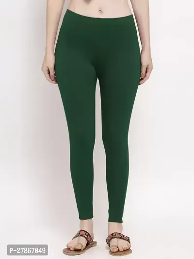 Krishna K Collection Fabulous And Comfortable Womens Ankle Length Solid Western Wear Legging In Dark Green Colour