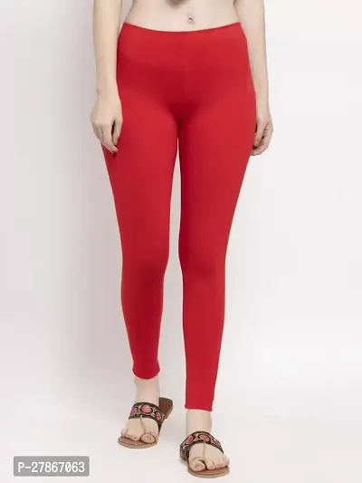 Krishna K Collection Fabulous And Comfortable Womens Ankle Length Solid Western Wear Legging In Red Colour-thumb0