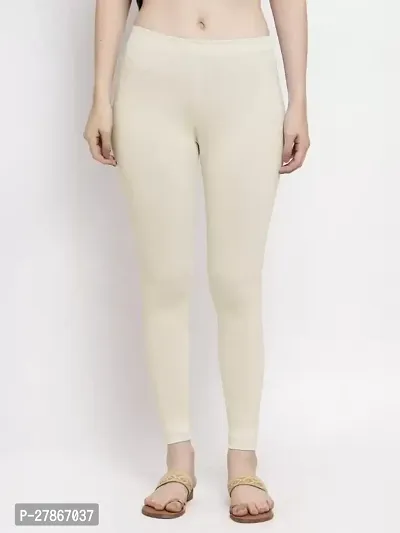 Krishna K Collection Fabulous And Comfortable Womens Ankle Length Solid Western Wear Legging In Off White Colour-thumb0