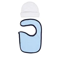 Rabbit Pocket Cotton Printed Cap Bib For New Born Baby Unisex Set of 2 Combo Pack-thumb1