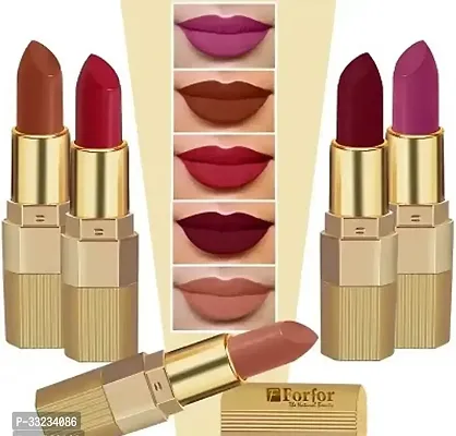 Lipstick Creamy Texture, Long Lasting Matte Finish Combo (5-8 hrs stay) (Pack of 5, Brown Nude ,Magenta ,Red Velvet, Basic Nude ,Maroon Wine)-thumb0