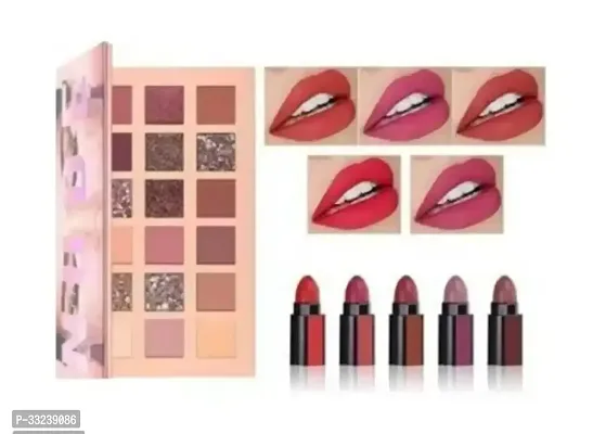 Premium Quality NUDE Edition 18 Color Eye Shadow 5 in 1 Red Lipstick-thumb0