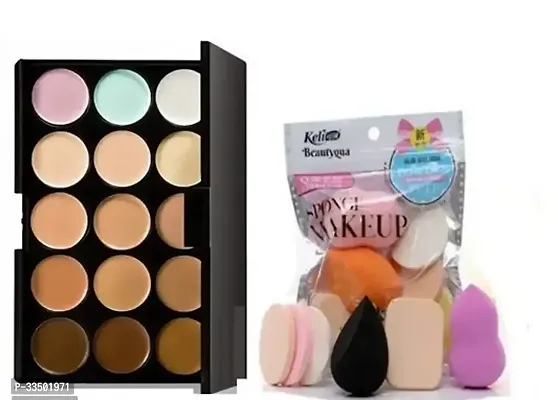 Premium Quality 15 Shades Concealer 6 in 1 Family Pack Puff