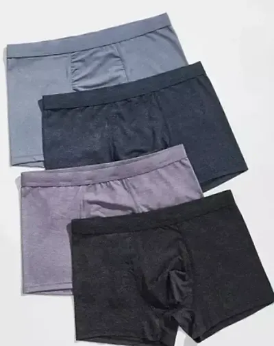 Stylish Nylon Solid Trunks For Men Pack Of 4