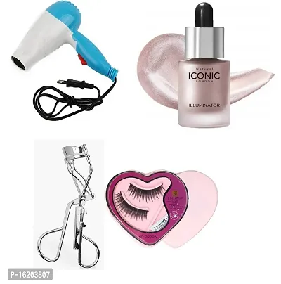 Foldable hair dryer, False Eyelashes With Glue Waterproof And Eyelash Curler For Women, iconic highlighter