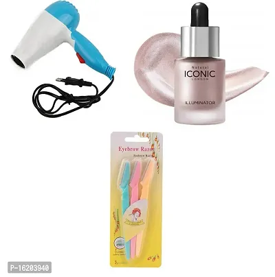 FOLDABLE  DRYER, EYEBROW RAZOR , ICONIC SKIN HIGHLIGHTER-thumb0