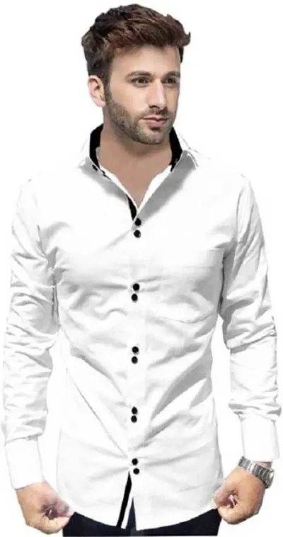 Stylish Solid Cotton Full Sleeves Casual Shirt For Mens