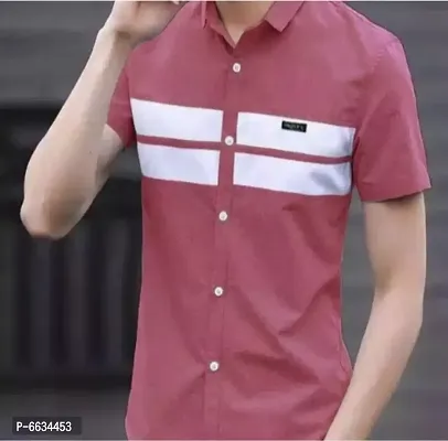 Pink Cotton Blend Solid Casual Shirts For Men-thumb0