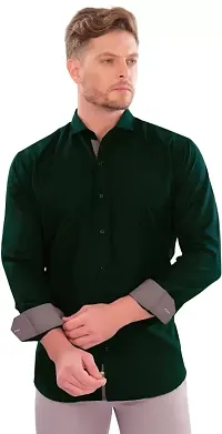 Green Cotton Solid Casual Shirts For Men-thumb1