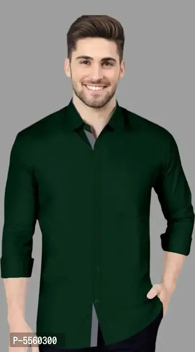 Cotton Blend Olive Green Shirt