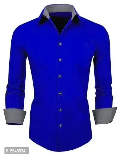Stylish Cotton Blend Blue Shirt-thumb0